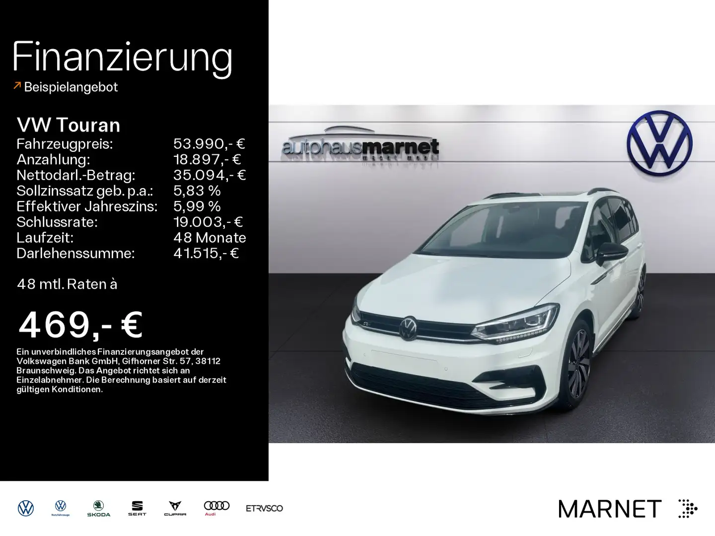 Volkswagen Touran Highline 1.5*AHK*R-LINE*NAVI*STAND-HEI.* Weiß - 1