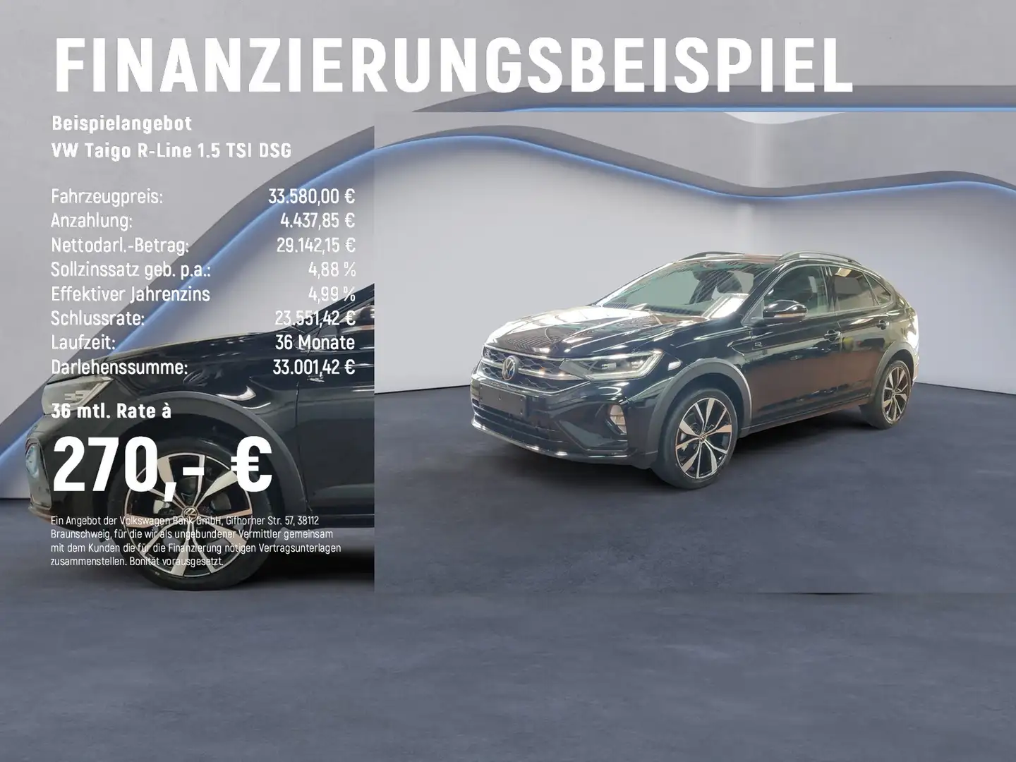 Volkswagen Taigo R-Line 1.5 TSI DSG MATRIX-LED+RearView+ACC Schwarz - 2