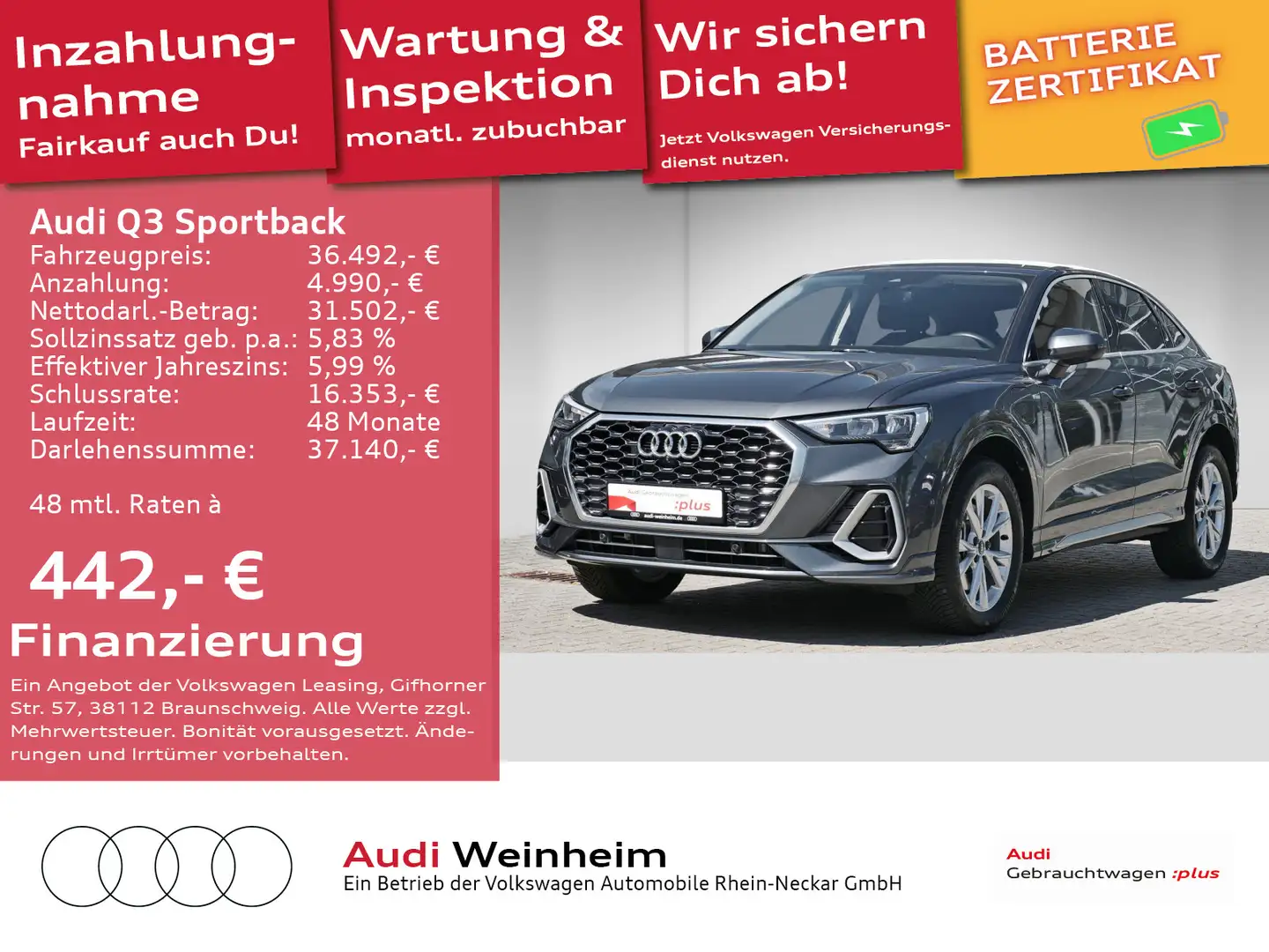 Audi Q3 45 TFSIe S-Line S-tronic Navi LED u Grau - 1