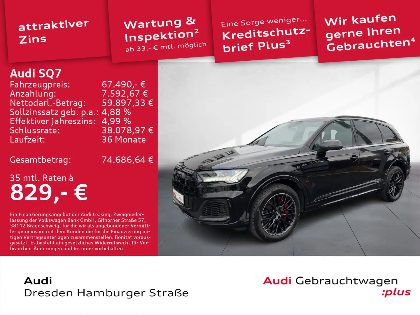 Audi SQ7 4.0TFSI qua. Matrix Standhz.Pano 7-Sitze AHZ Schwarz - 1