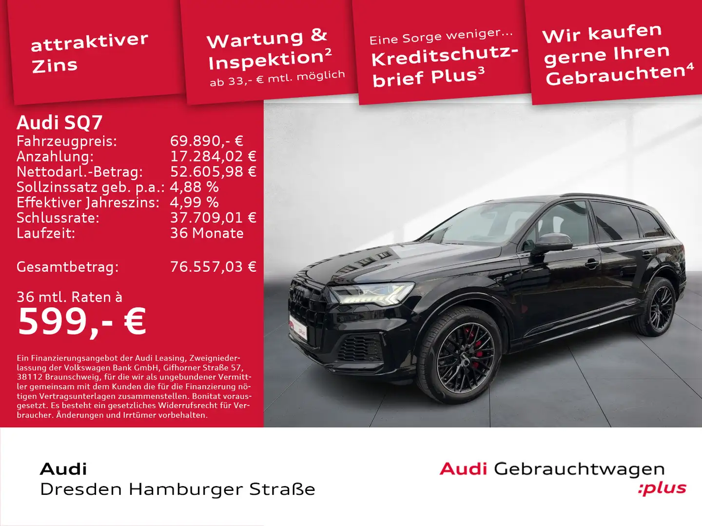 Audi SQ7 4.0TFSI qua. Matrix Standhz.Pano 7-Sitze AHZ Schwarz - 1