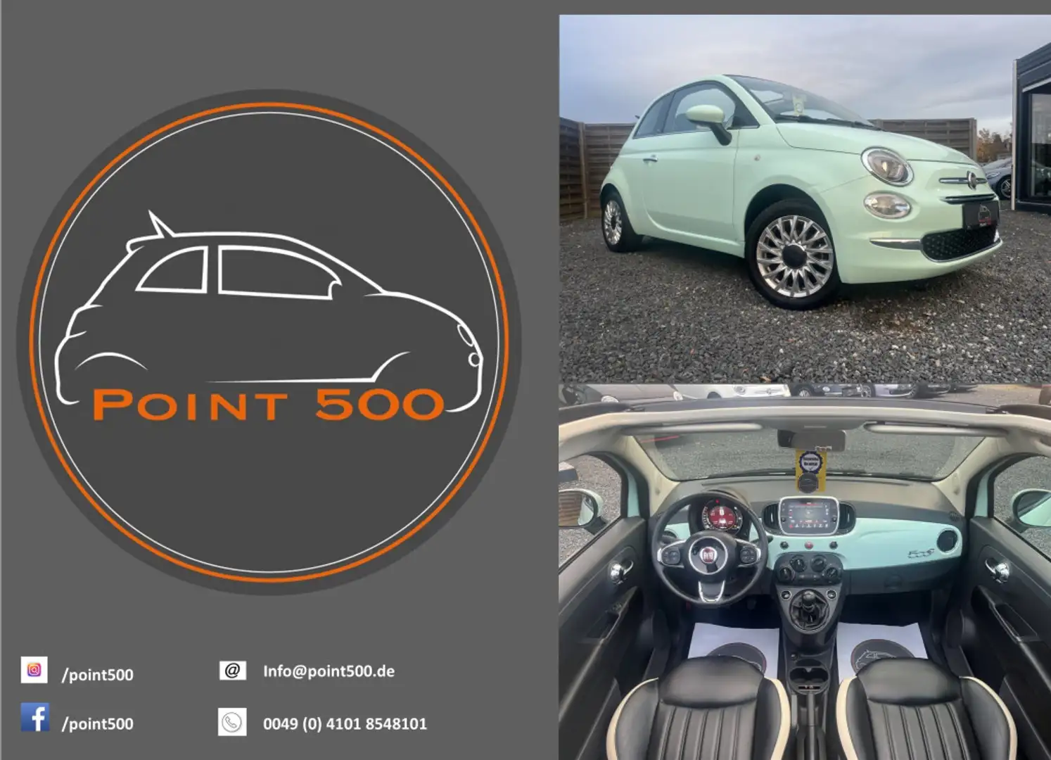 Fiat 500C 1.HD 36tkm LEDER RIESENAUSWAHL AN FIAT 500! Grün - 1