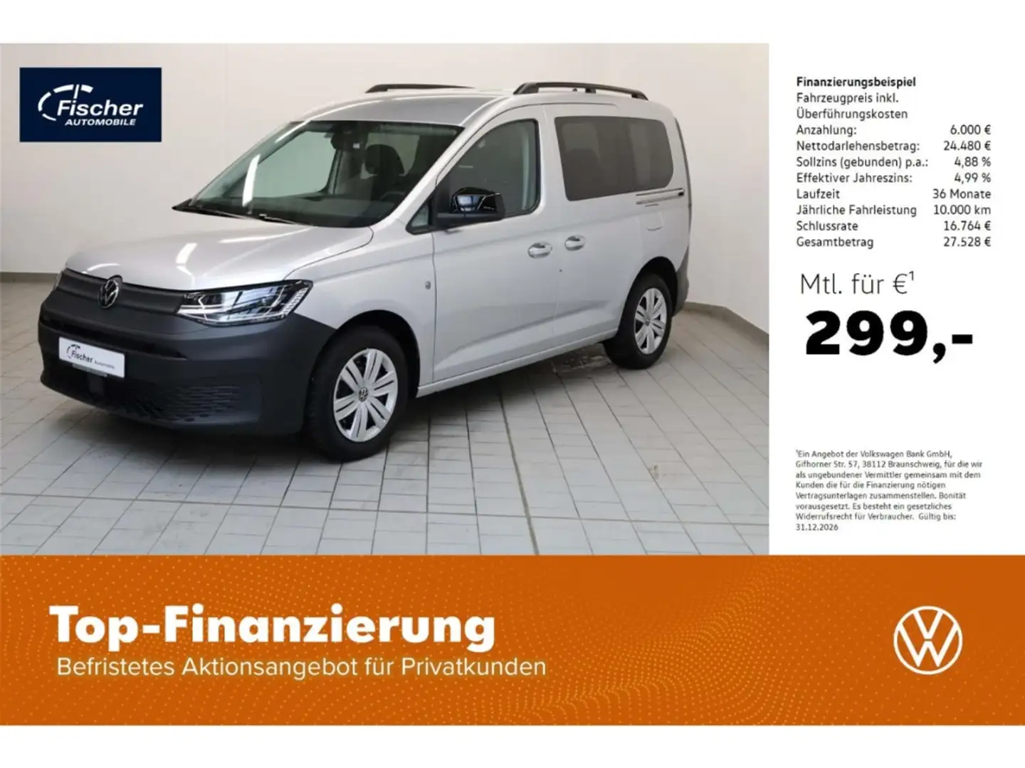 Volkswagen Caddy Kombi 2.0 TDI DSG LED/Klima/PDC Silber - 1