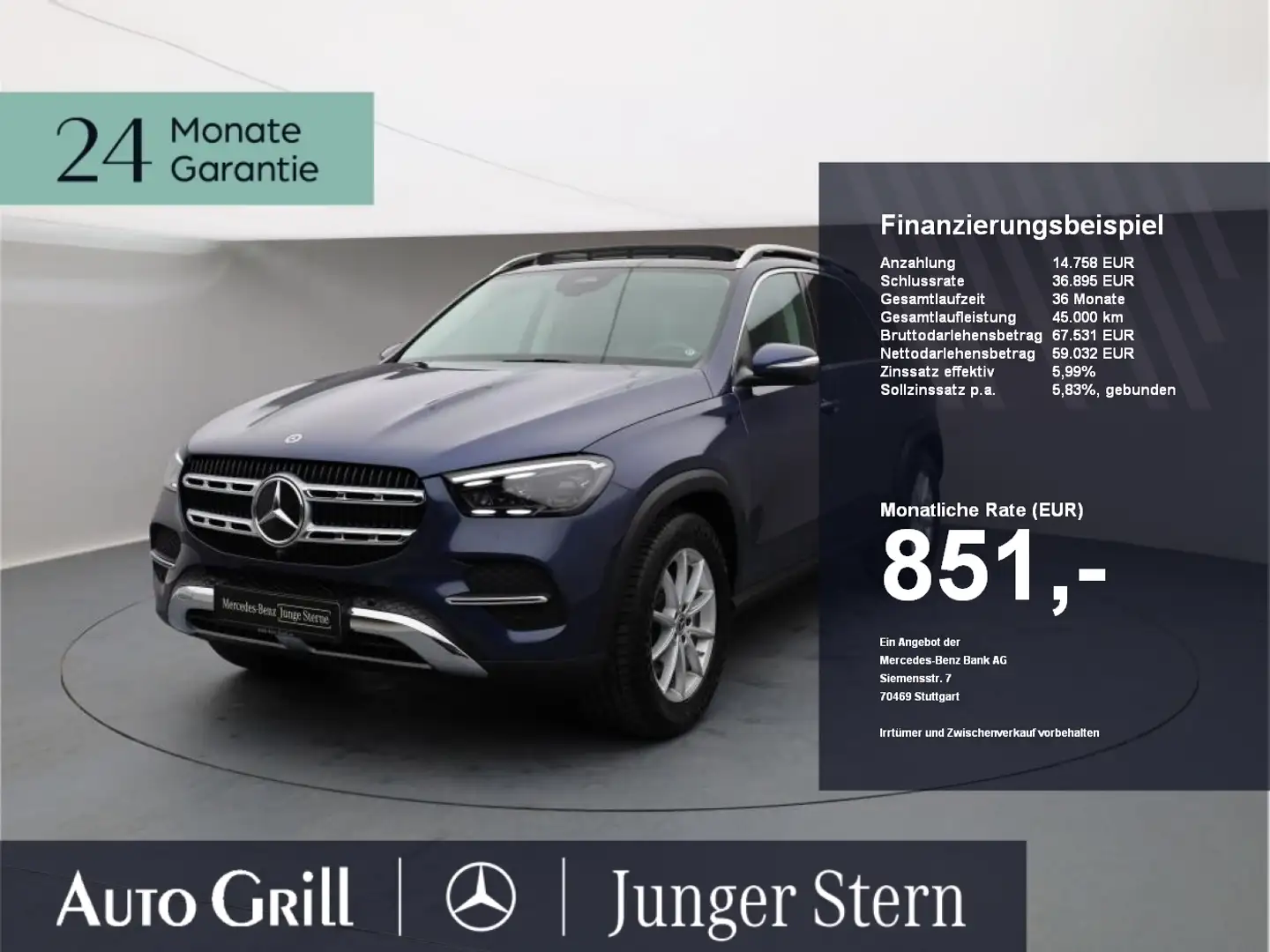 Mercedes-Benz GLE 300 d 4M Adv Plus Pano AHK KeyGO 360 Memo Blau - 1