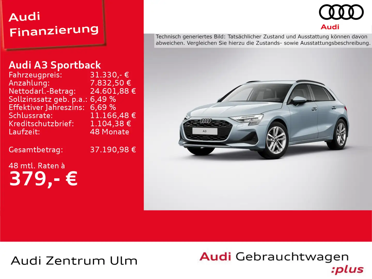 Audi A3 30 TFSI ALU AHK LED NAVI RFK VIRT Grau - 1