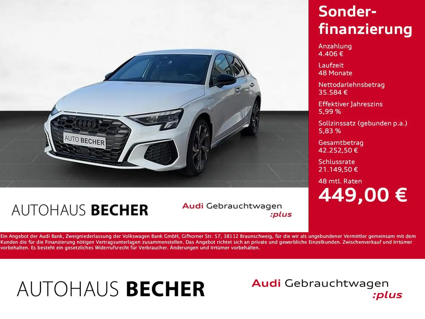 Audi A3 Sportb S line 45 TFSIe /AHK/Navi/LED/Sitzhz Weiß - 1