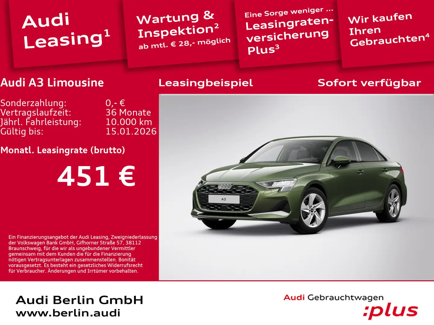Audi A3 advanced 30 TFSI 6-Gang Grün - 1