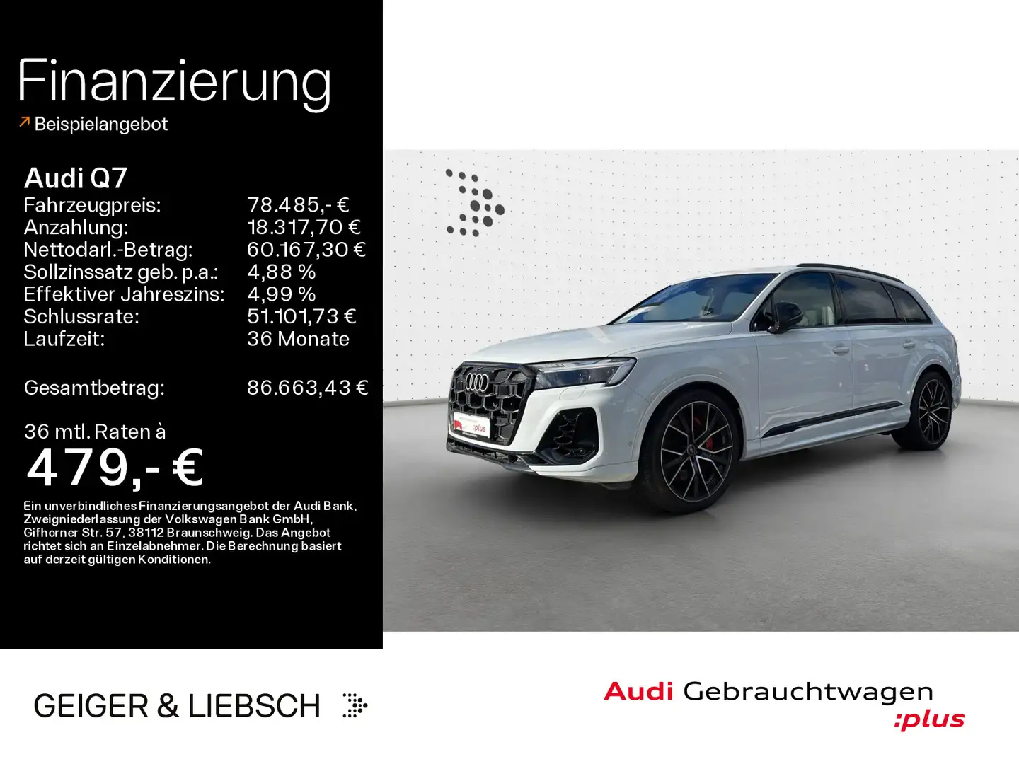 Audi Q7 60 TFSIe qu S line tip*Air*B&O*HUD*Pano*S-Sit Blanc - 1