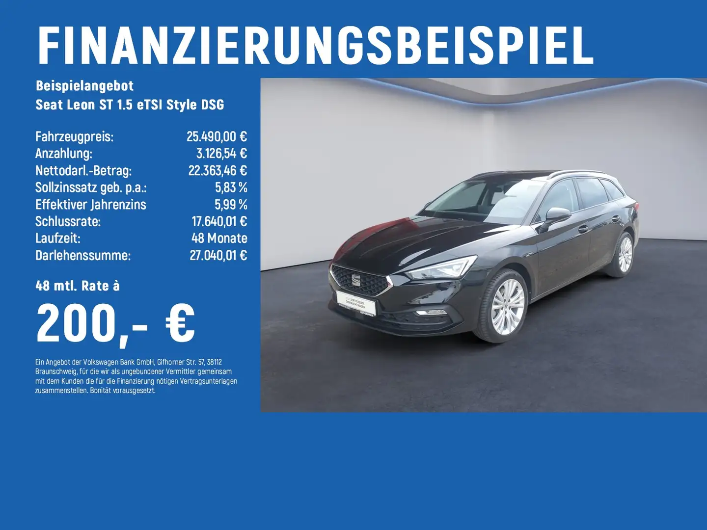 SEAT Leon ST 1.5 eTSI Style DSG MATRIX+NAVI+RFK Schwarz - 2
