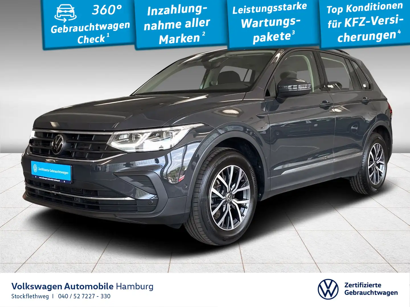 Volkswagen Tiguan 2.0 TDI Life DSG AHK Nav IQ.Drive CarPlay Grau - 1