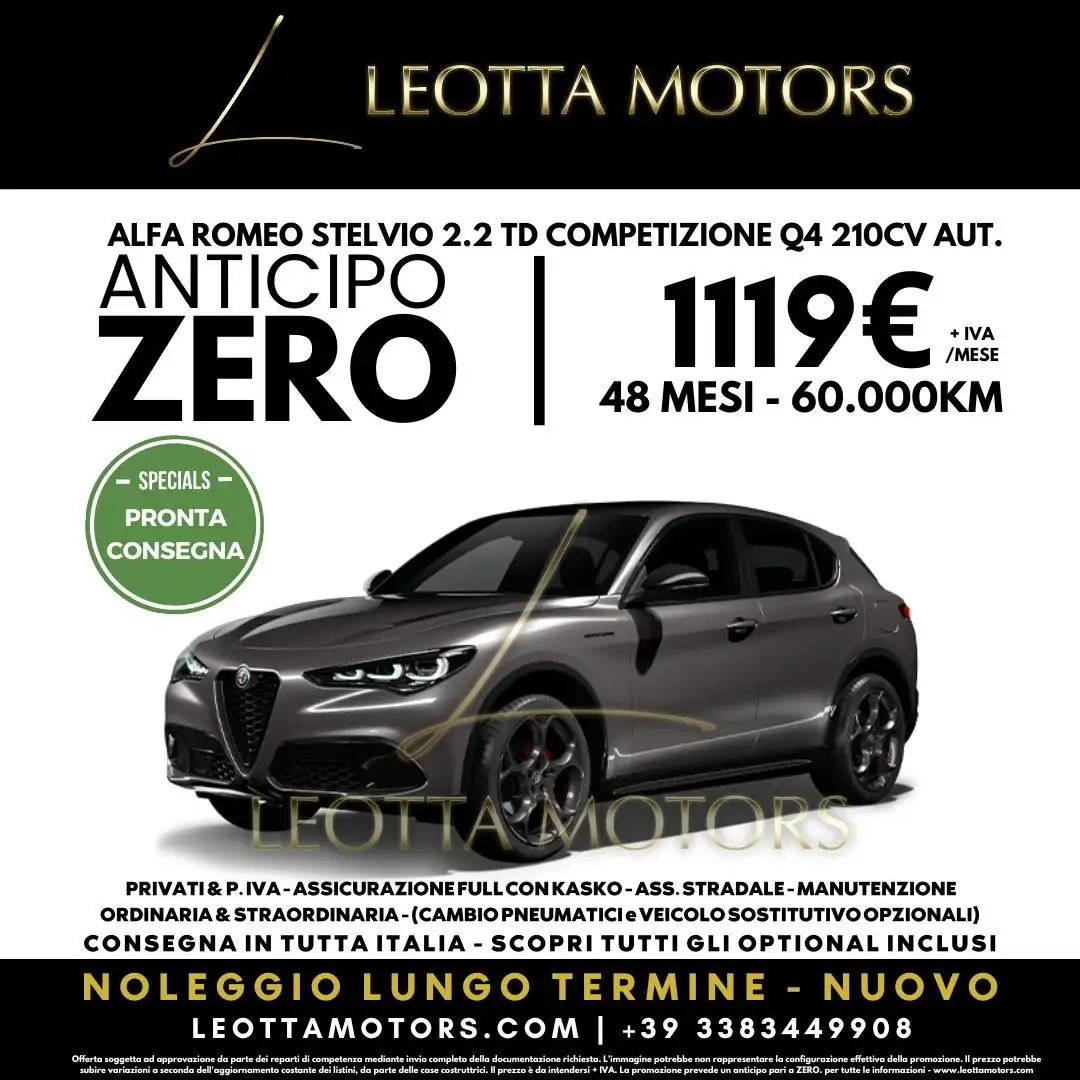 Alfa Romeo Stelvio 2.2 COMPETIZIONE Q4 210cv NOLEGGIO LUNGO TERMINE Grigio - 1