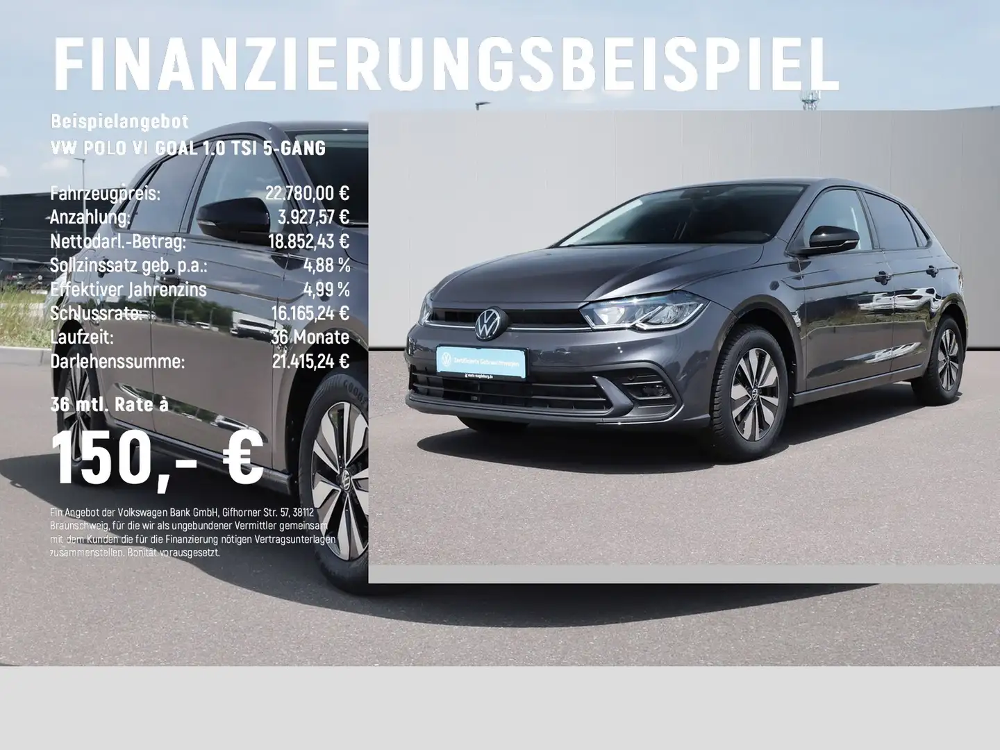 Volkswagen Polo VI GOAL 1.0 TSI 5-GANG LED+NAVI+ACC+KAMERA Grigio - 2