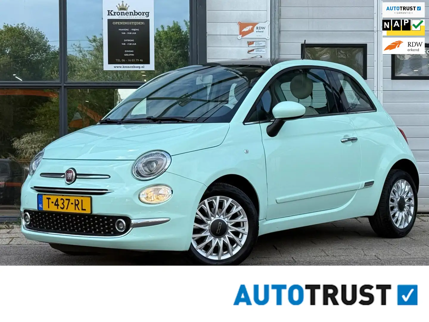 Fiat 500 1.2 Lounge, PANO, NAP, CRUISECR Groen - 1