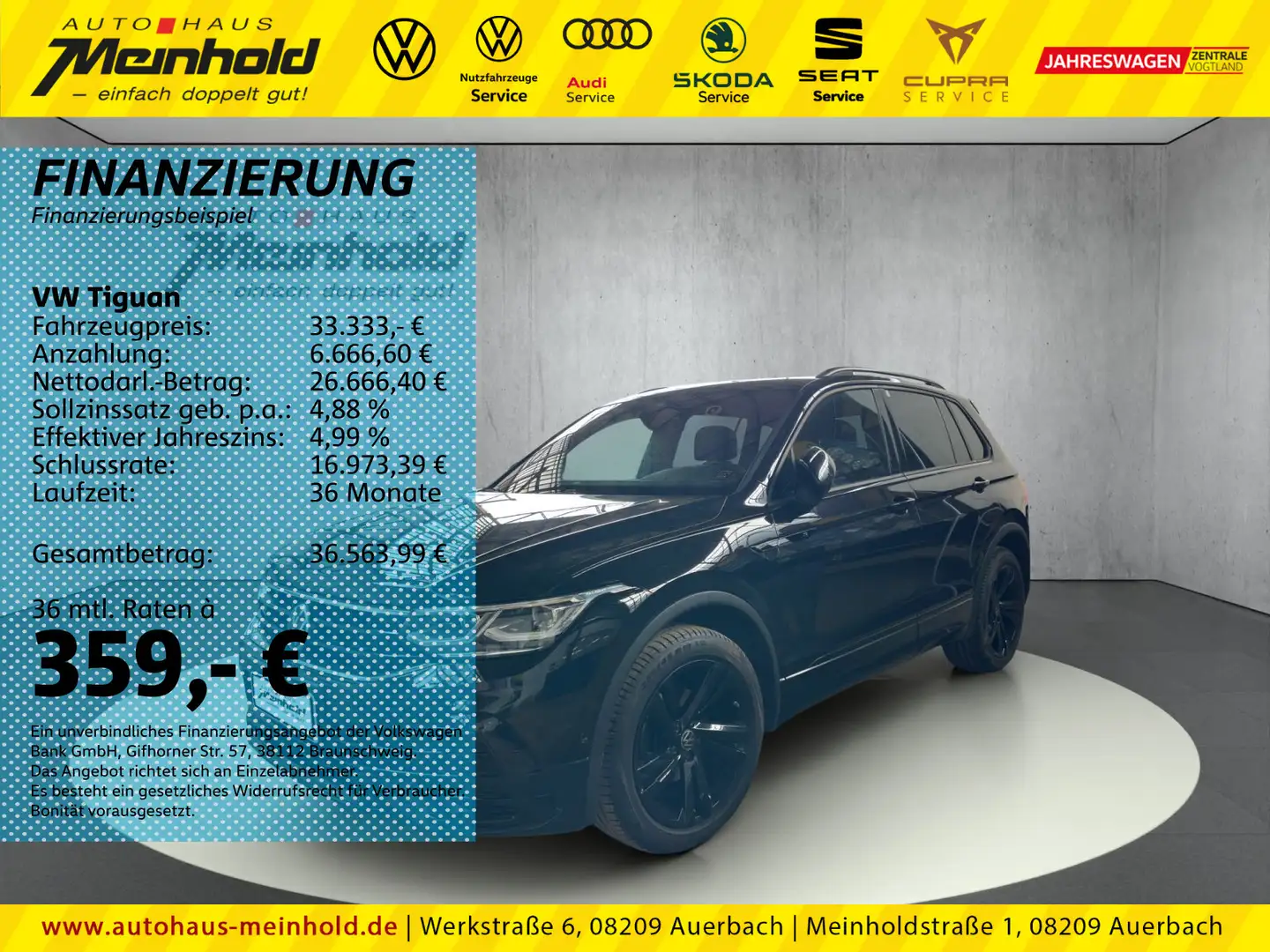 Volkswagen Tiguan 2.0 DSG 4M R-Line Black Style, Matrix,19" Schwarz - 1
