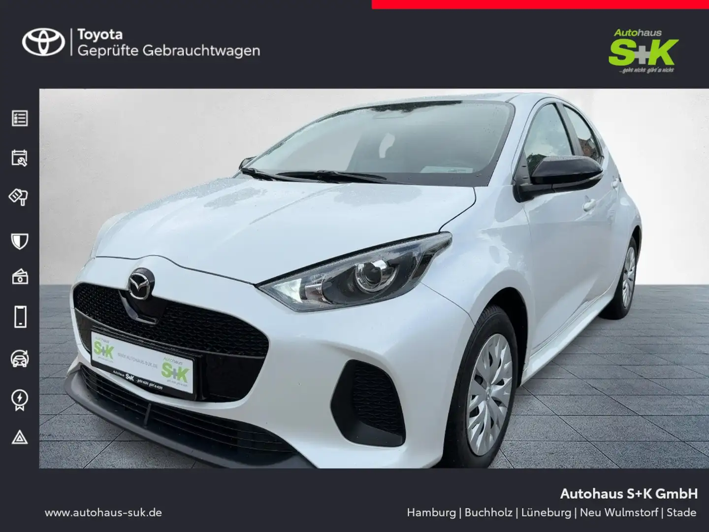 Mazda 2 Prime-Line+TEMPOMAT+KLIMA+R-KAMERA+USB+ Weiß - 1