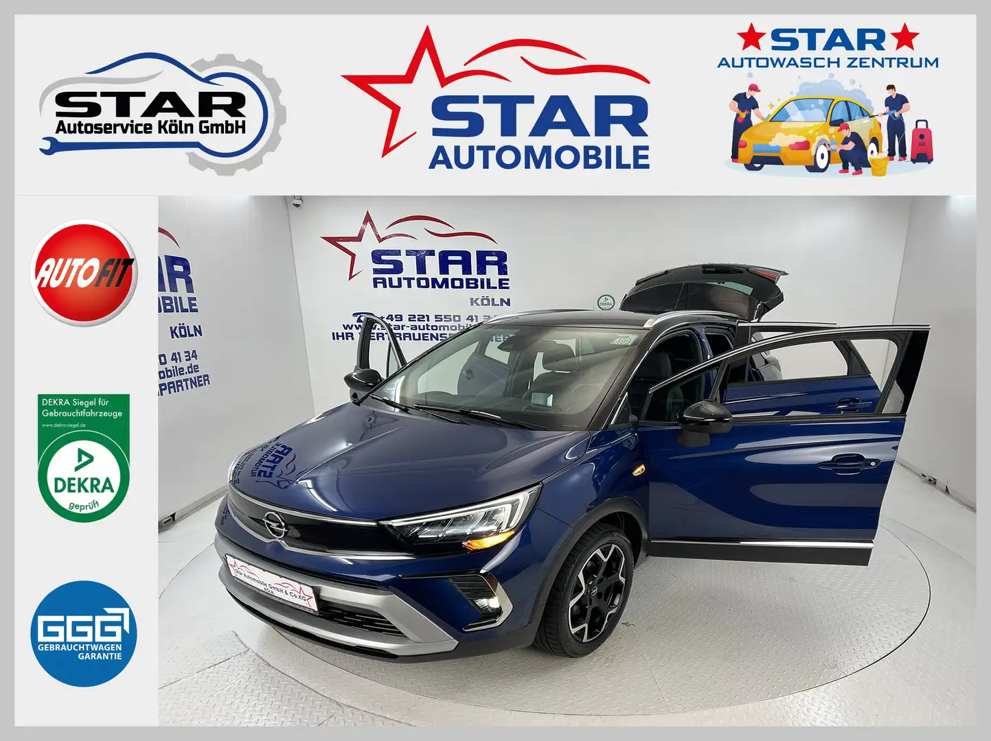 Opel Crossland X Ultimate*1,5-81KW*Head-Up*NAVI*TEMP*SH*180°*EU6 Bleu - 1