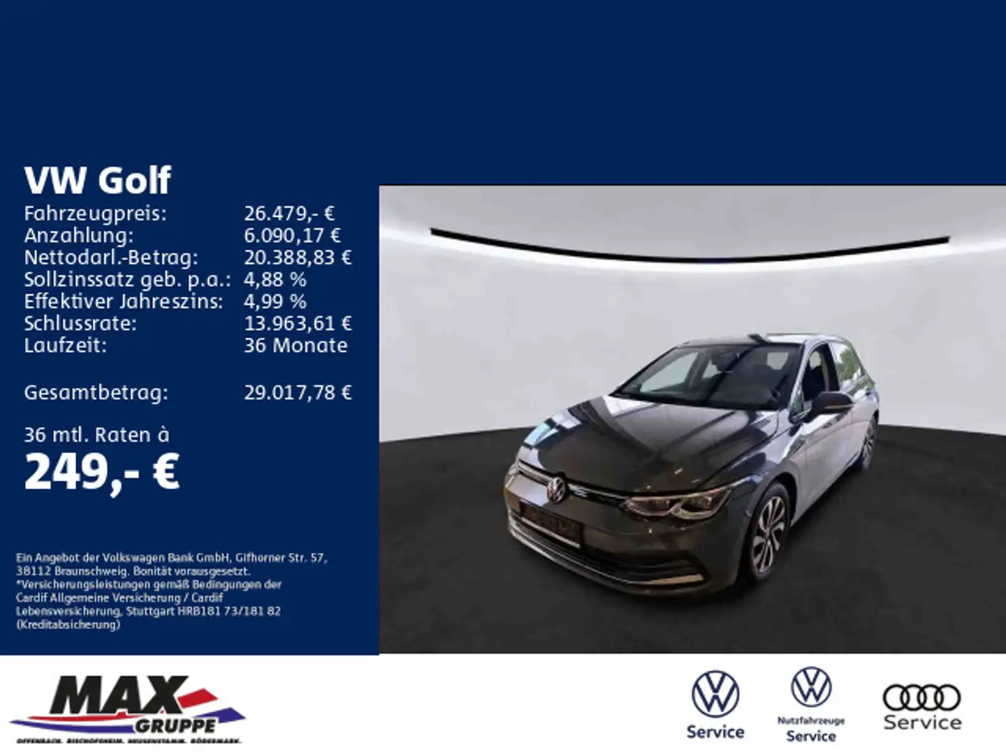 Volkswagen Golf VIII 2.0 TDI DSG ACTIVE AHK+MATRIX+HUD+PANO Grau - 1