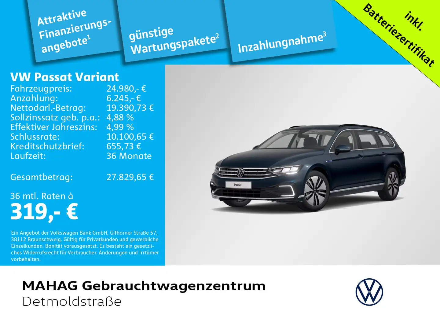 Volkswagen Passat Variant GTE 1.4 eHybrid AHK LED Navi Park Blau - 1