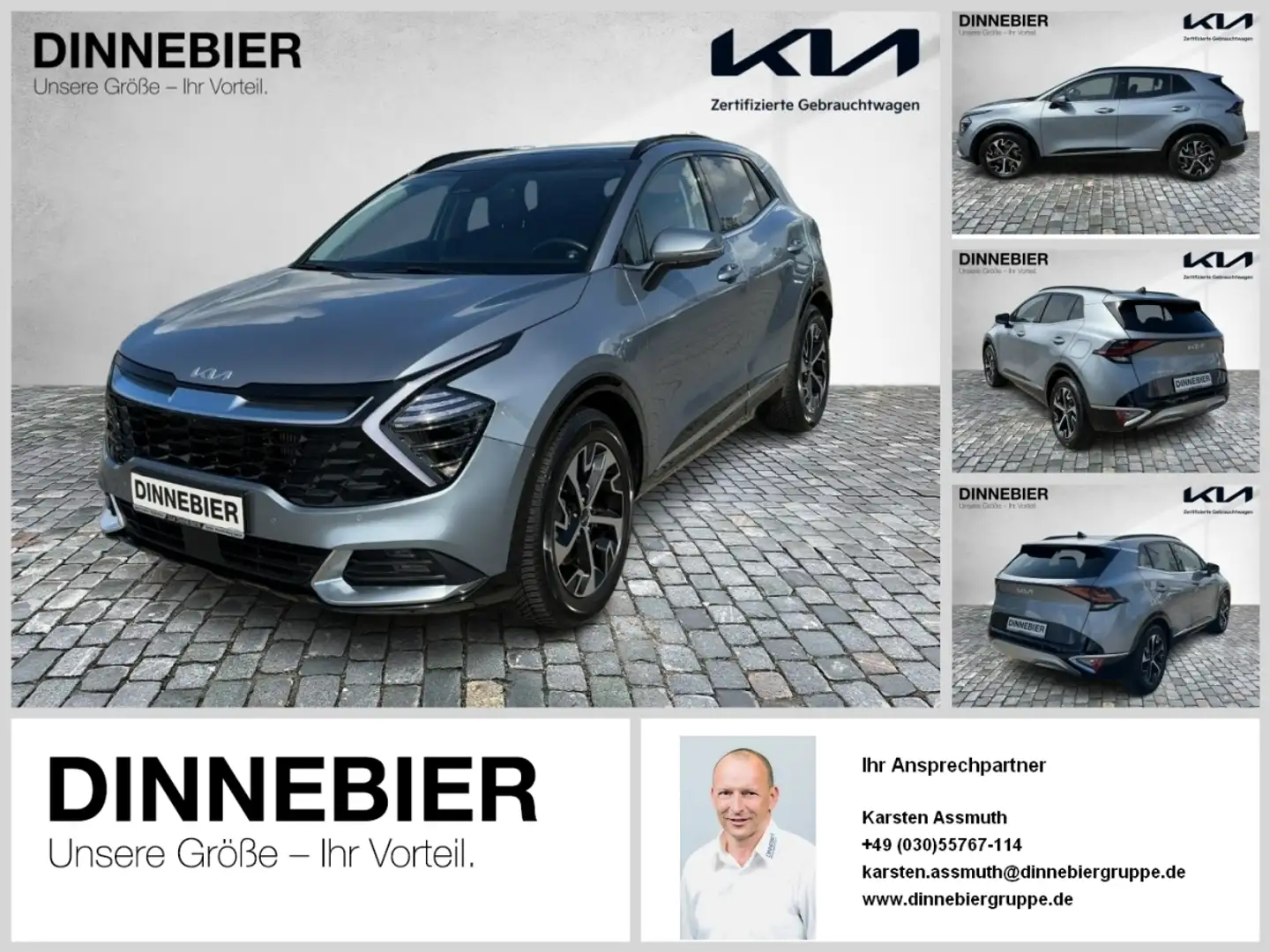 Kia Sportage Spirit 1.6T LED+360°+Glasdach+Navi Zilver - 1