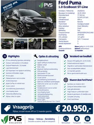 2024 Ford Puma in Black for sale