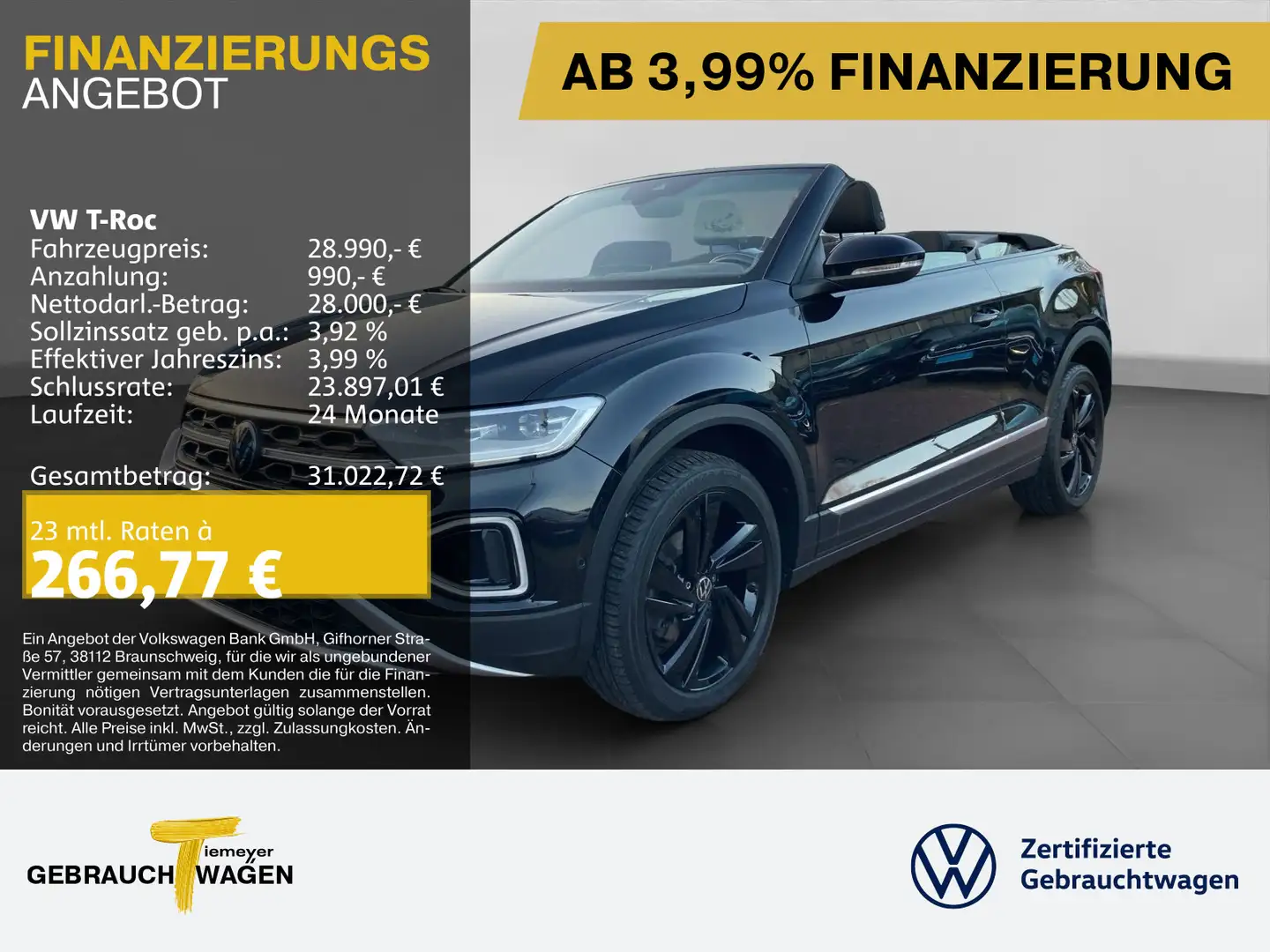 Volkswagen T-Roc Cabrio 1.5 TSI BLACK STYLE MATRIX KM18 BEA Schwarz - 1