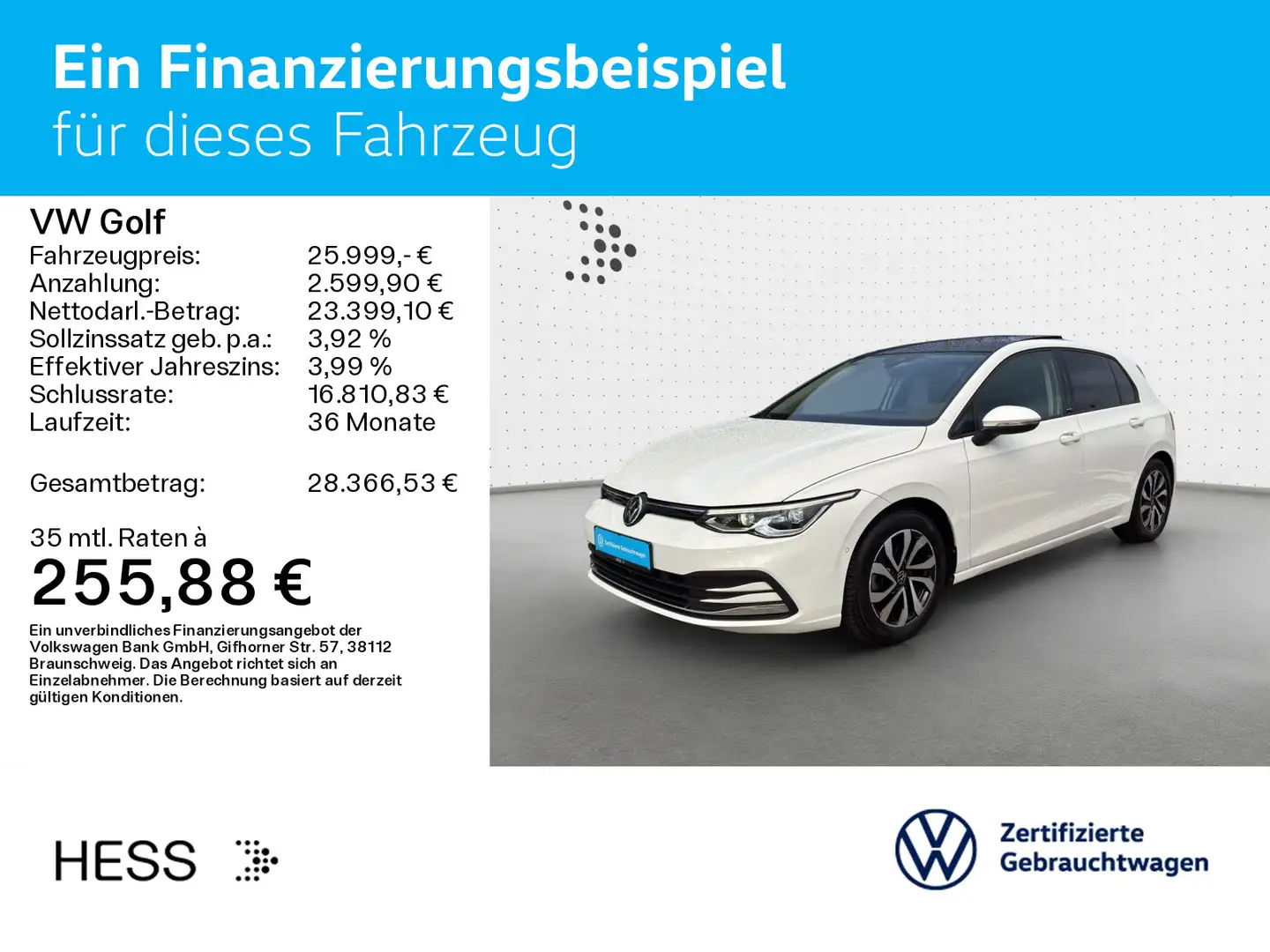 Volkswagen Golf VIII 2.0 TDI DSG ACTIVE*IQ.LIGHT*AHK*PANO*K Blanc - 2