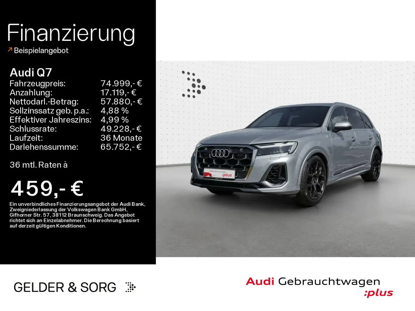 Audi Q7 55 TFSIe qu. S line Sport*Air*B&O*HuD*AHK*ACC Silber - 1