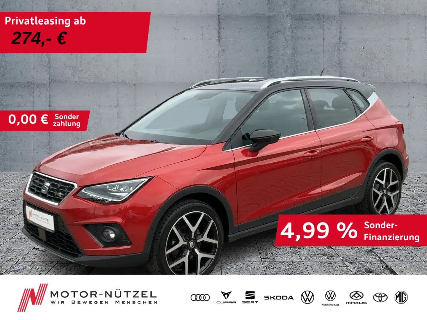 SEAT Arona 1.0TSI DSG FR-LINE LED+NAV+ACC+SHZ+RFK+AHK Rot - 1