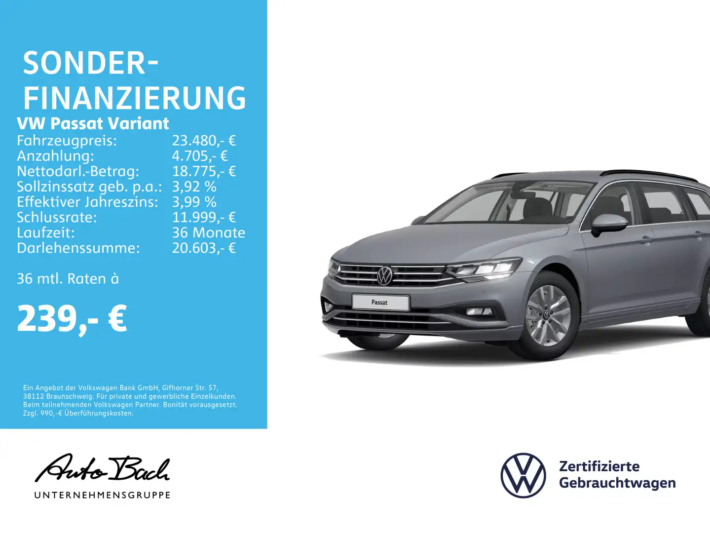 Volkswagen Passat Variant 2.0 TDI "Business" DSG Navi LED D Grau - 1