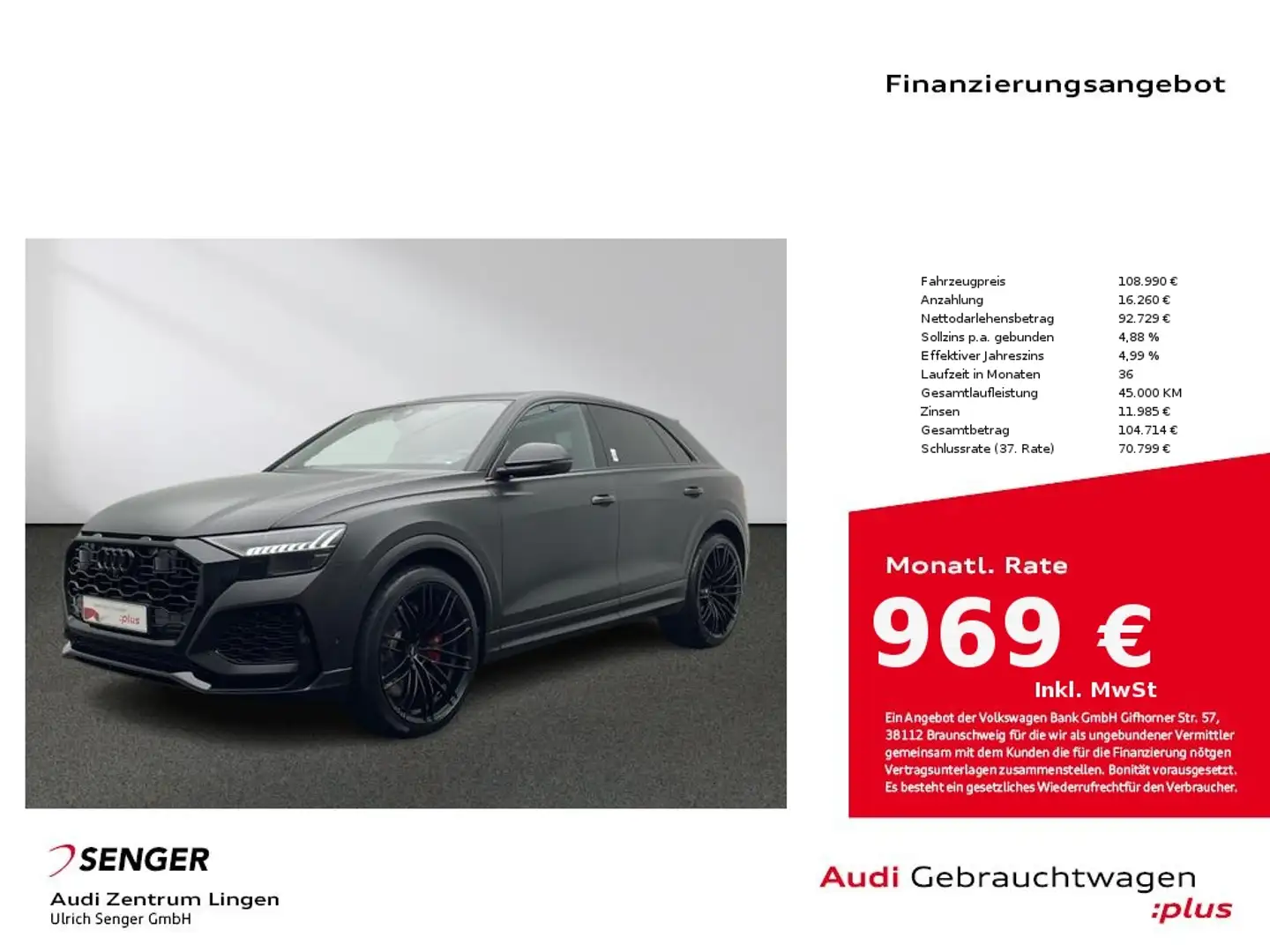 Audi RS Q8 4.0 TFSI quattro Matrix Panorama B&O AHK Zwart - 1