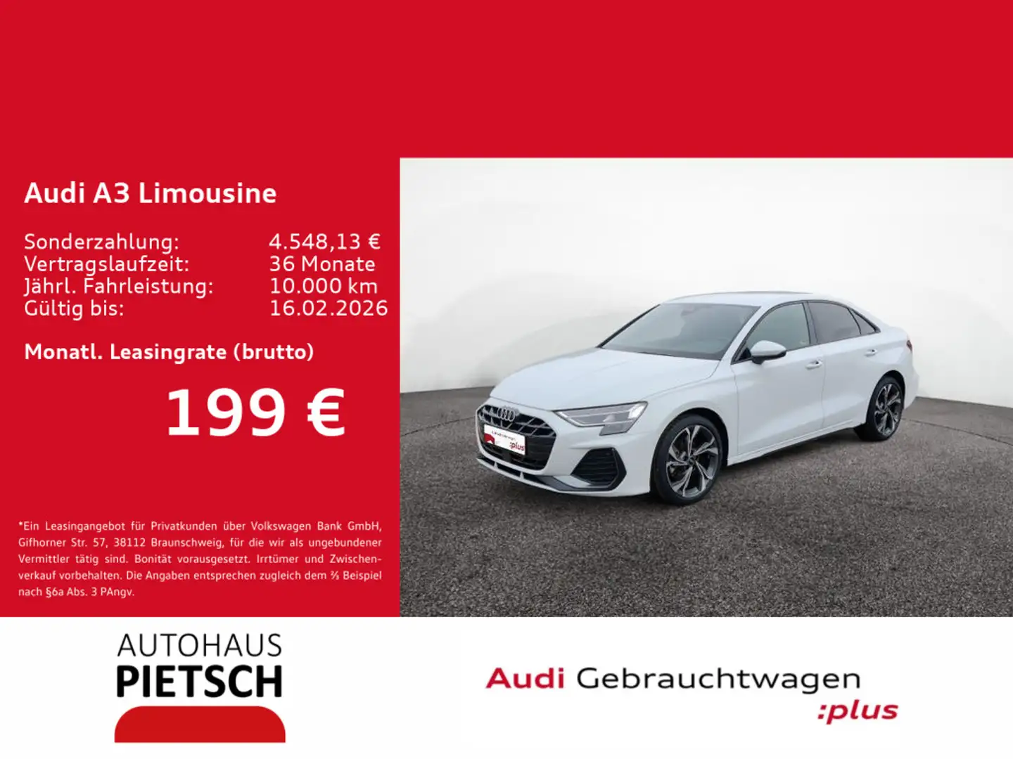 Audi A3 30 TFSI S-line MMI-Plus Business Sp Weiß - 1