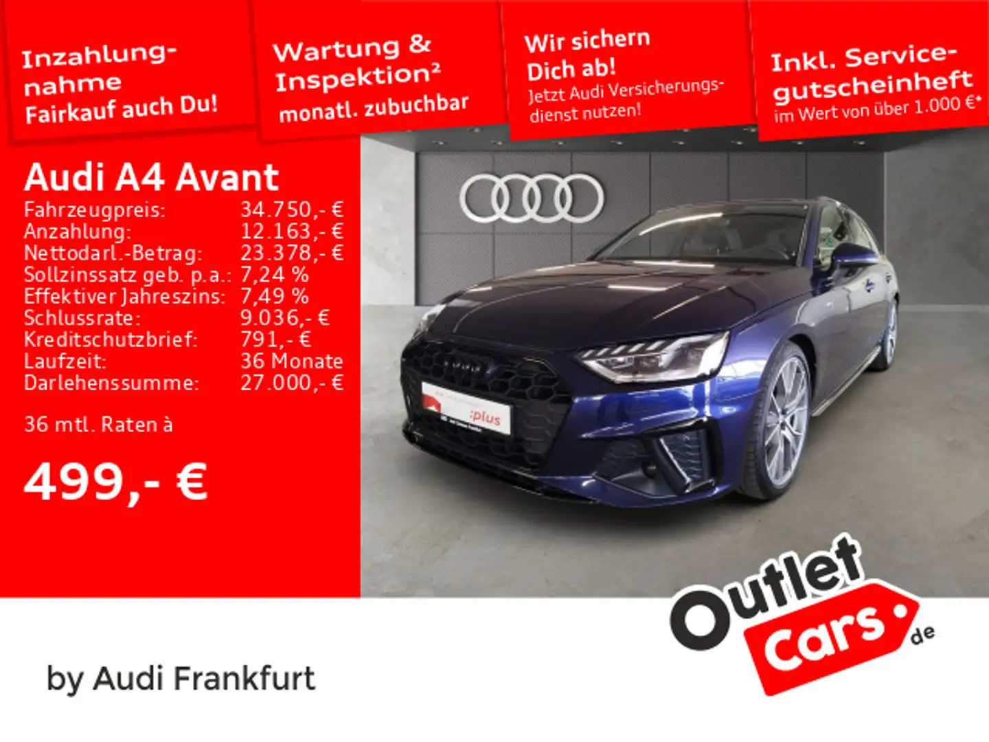 Audi A4 50 TDI quattro tiptronic S line MatrixL Blau - 1