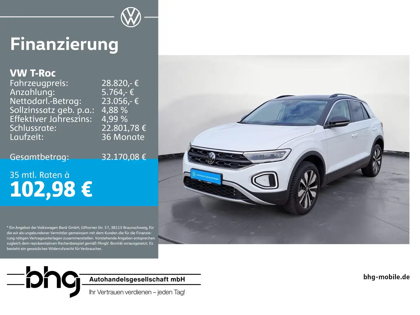 Volkswagen T-Roc 2.0 TDI DSG Climatronic ACC Assist LED DAB Weiß - 1