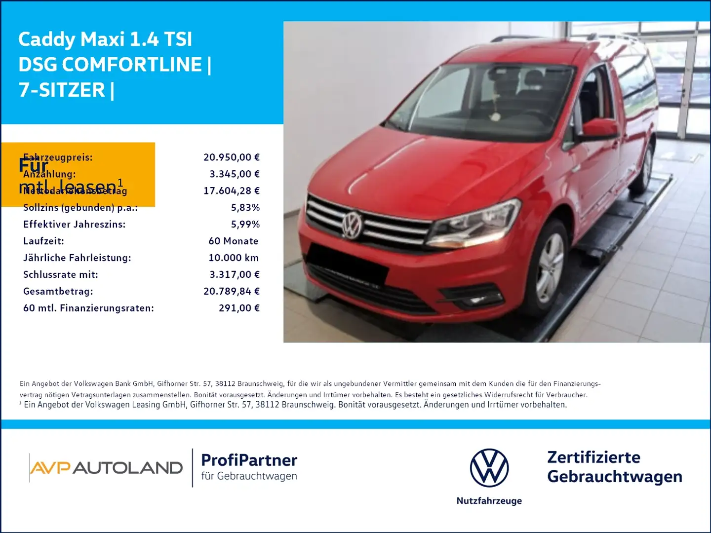 Volkswagen Caddy Maxi 1.4 TSI DSG COMFORTLINE | 7-SITZER | Rouge - 1
