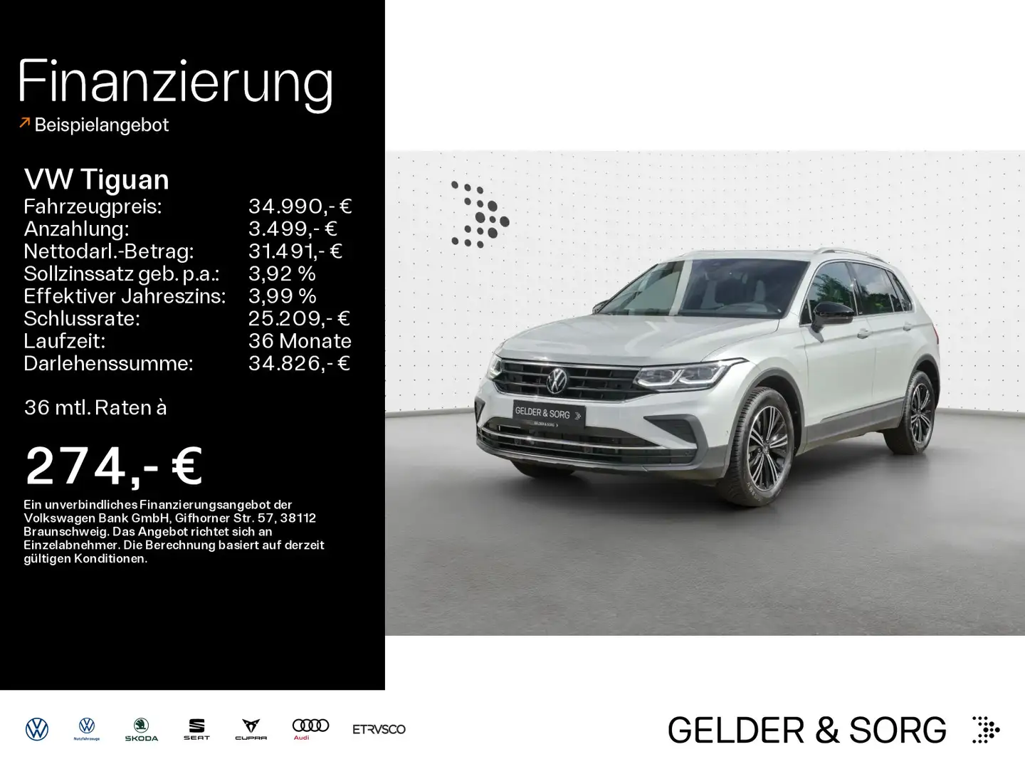 Volkswagen Tiguan Life 1.5 TSI Pano*Stand*HuD*AHK*RFK*ACC Weiß - 1