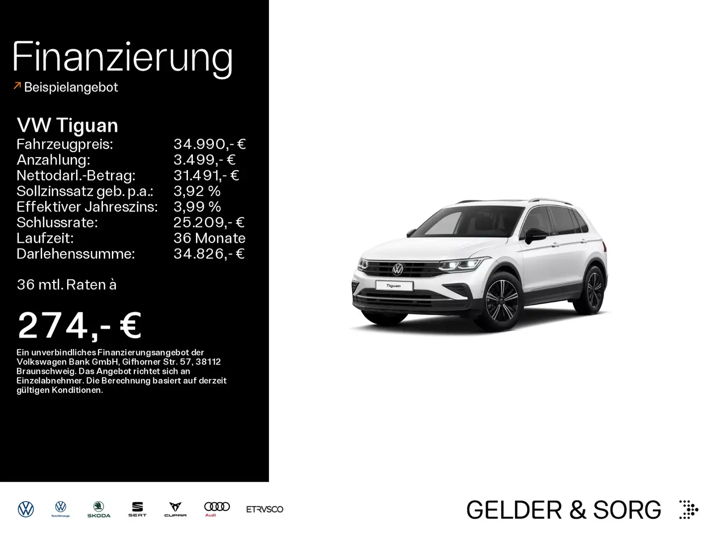 Volkswagen Tiguan Life 1.5 TSI Pano*Stand*HuD*AHK*RFK*ACC Weiß - 1