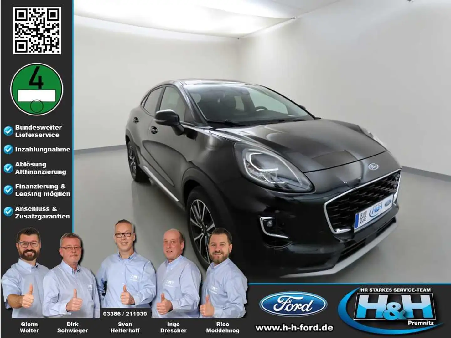Ford Puma 1.0 M-Hybrid Titanium X Massage+ACC+SHZ+AHK Noir - 1