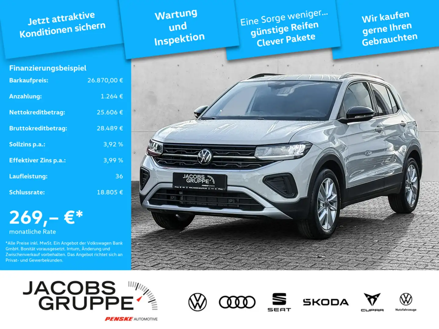 Volkswagen T-Cross 1.0 TSI DSG/ACC/Navi/Sitzh./LED Goal Grau - 1