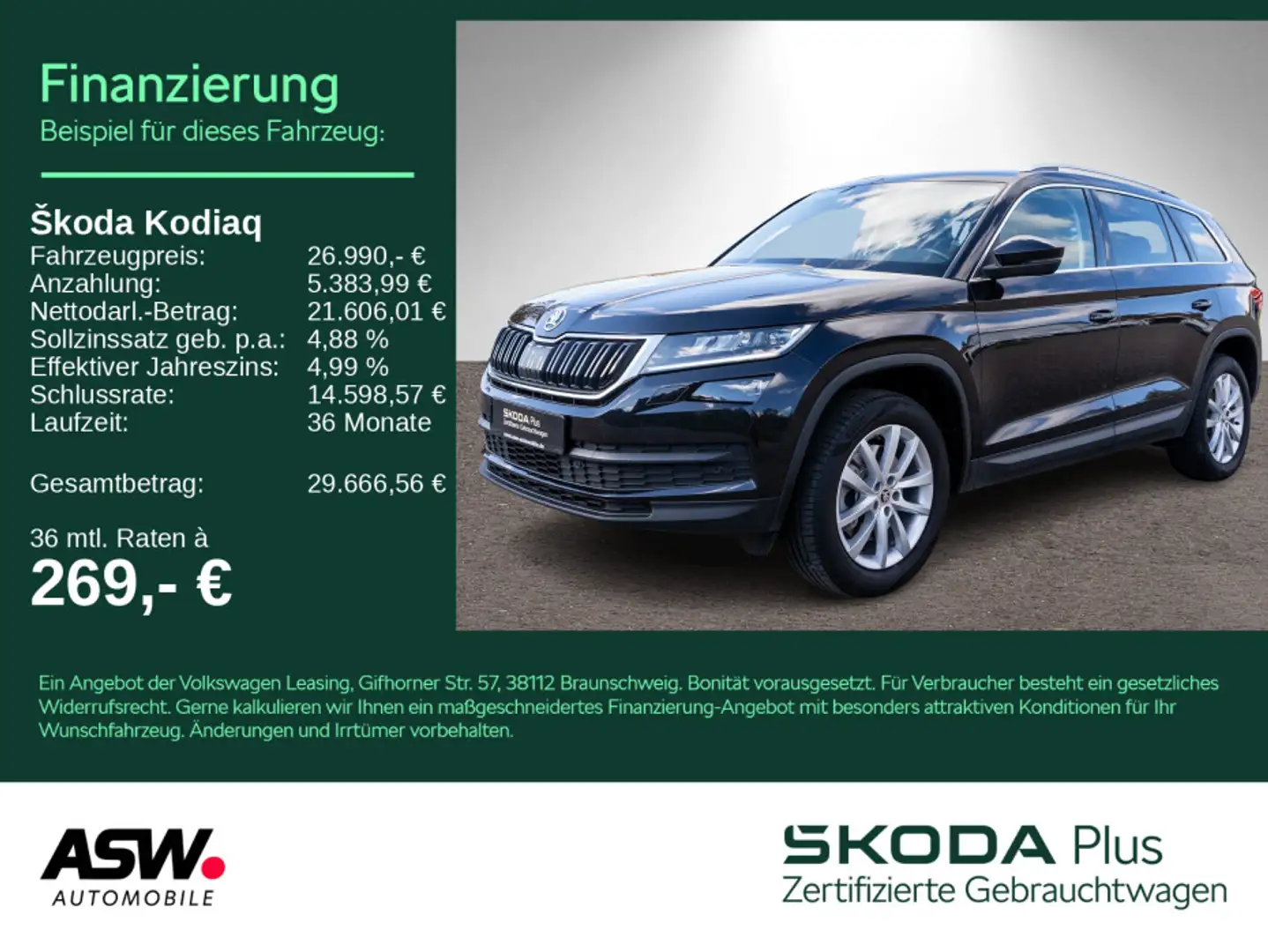 Skoda Kodiaq Style 2.0 TSI 4x4 DSG Navi LED ACC Stdhzg Noir - 1