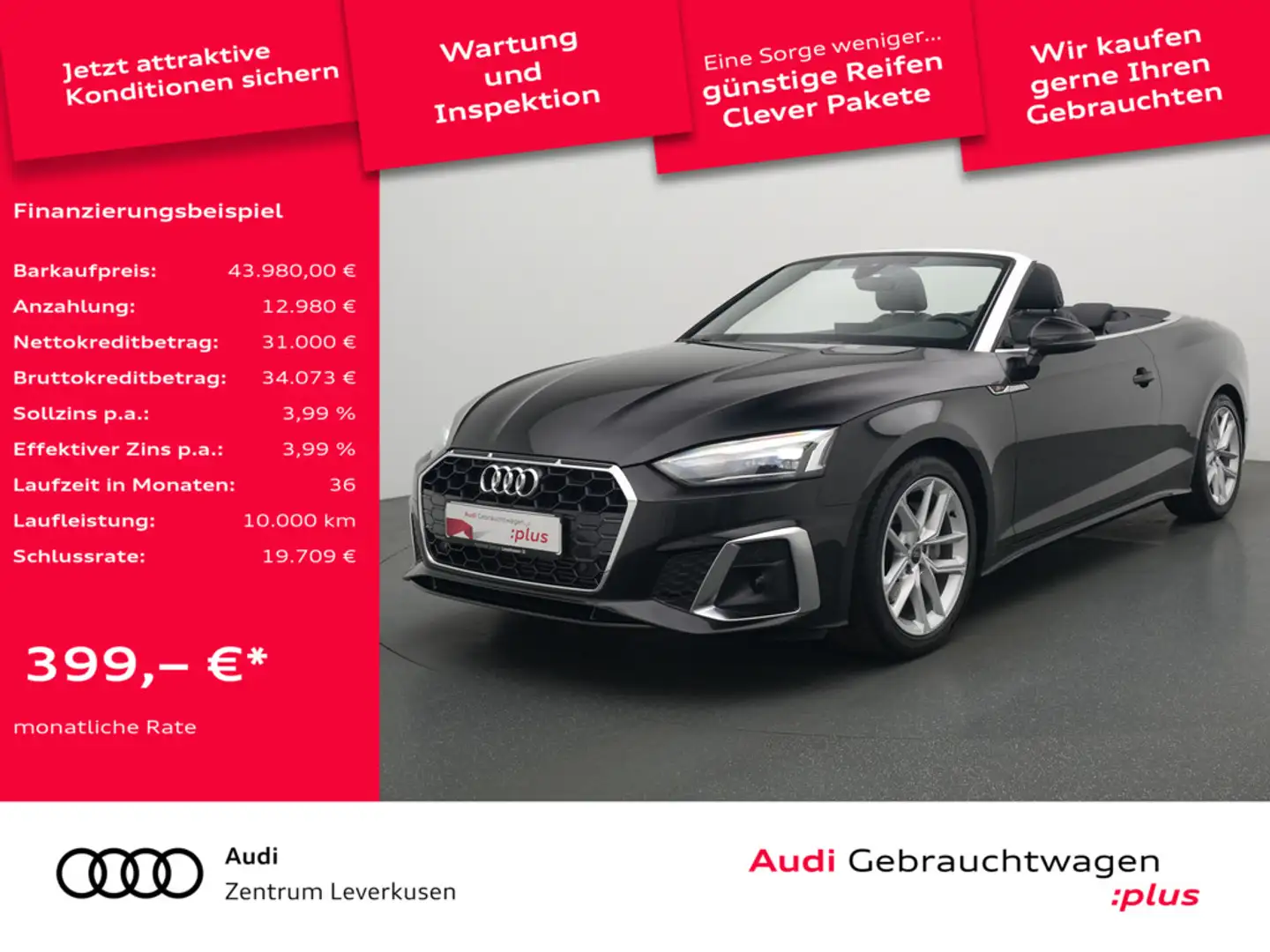 Audi A5 Cabriolet S line MEMORY APP LEDER Schwarz - 1