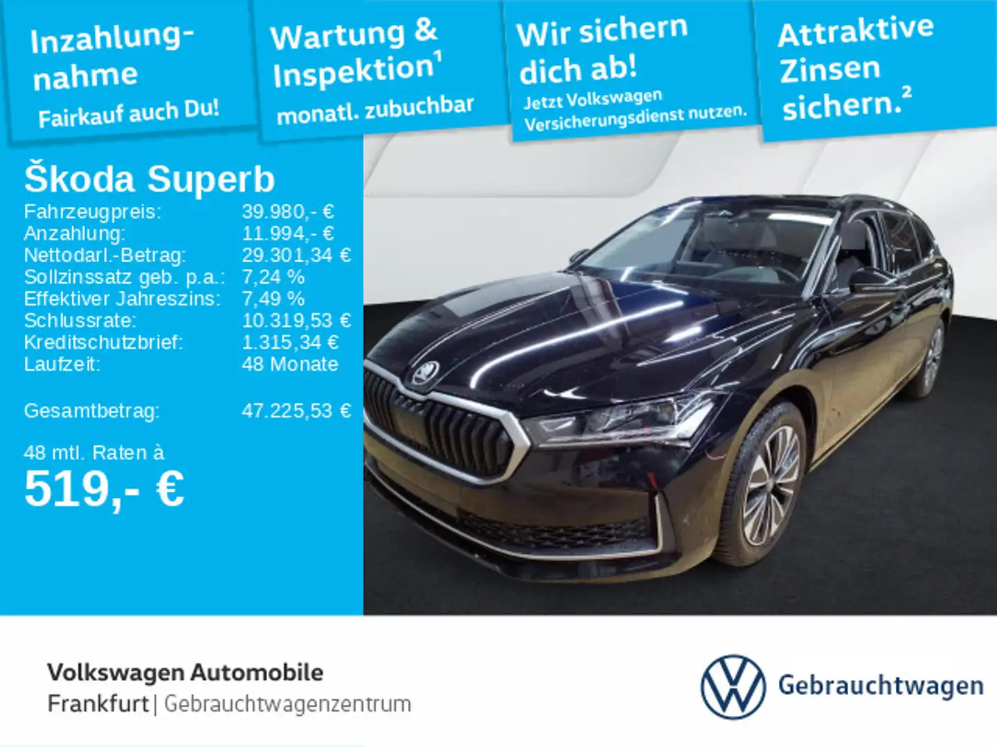 Skoda Superb Combi 2.0 TSI DSG Selection 4x4 Navi Matr Schwarz - 1