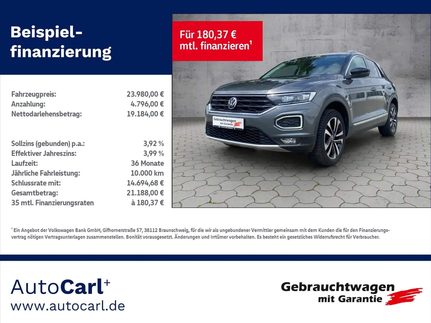 Volkswagen T-Roc United 1.5TSI DSG Nav/Nebel/ACC/GRA/SHZ/LED KLIMA Grau - 1