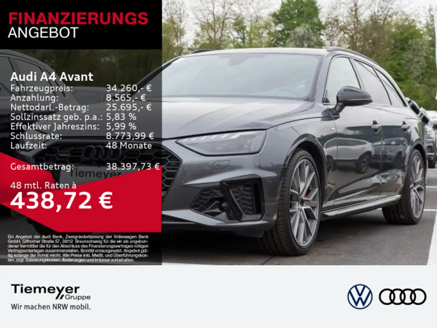 Audi A4 40 TFSI Q 2x S LINE OPS+ KAMERA ACC AHK Grau - 1