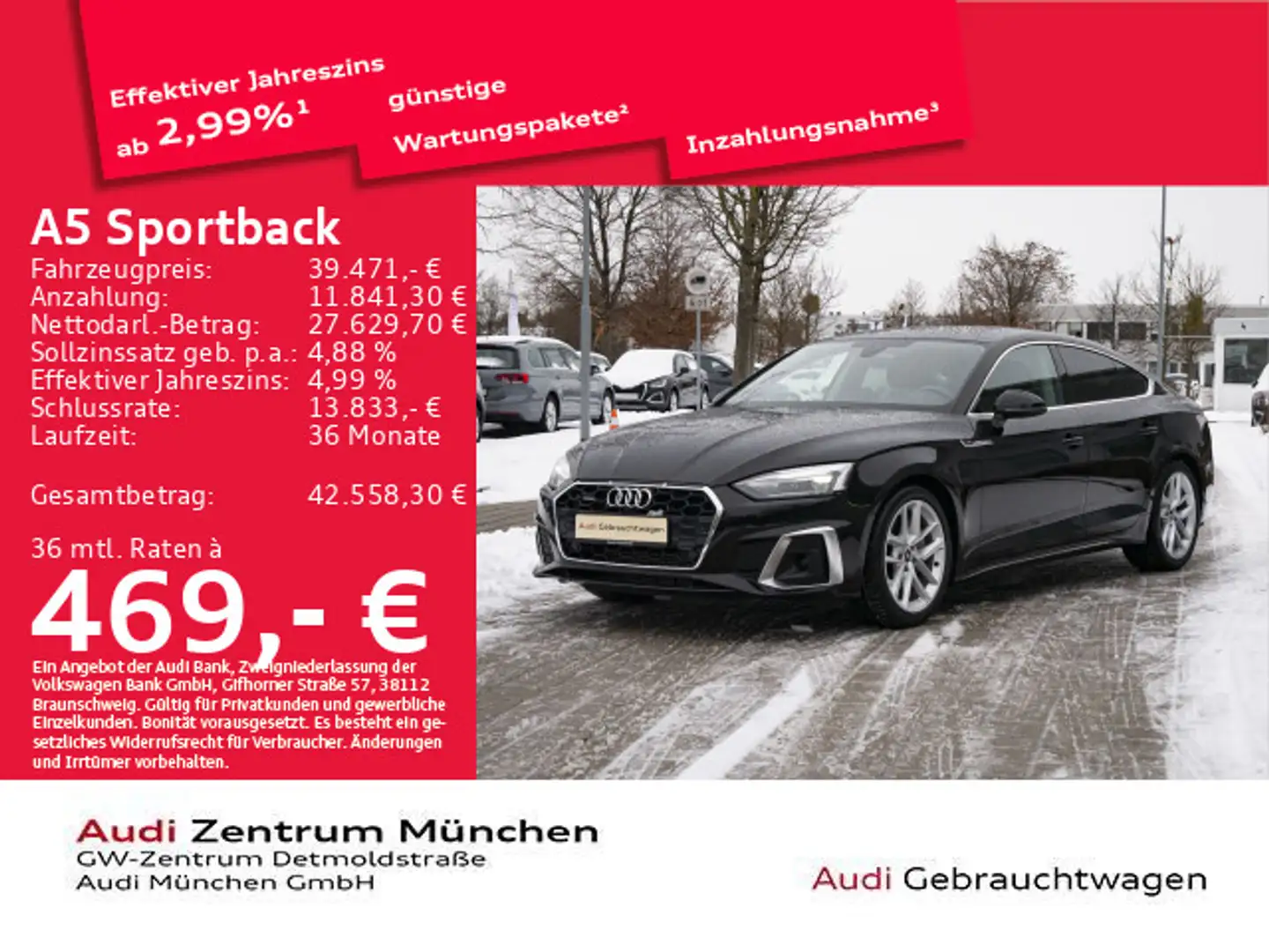 Audi A5 45 TFSI qu. S tronic S line B&O/HuD Schwarz - 1