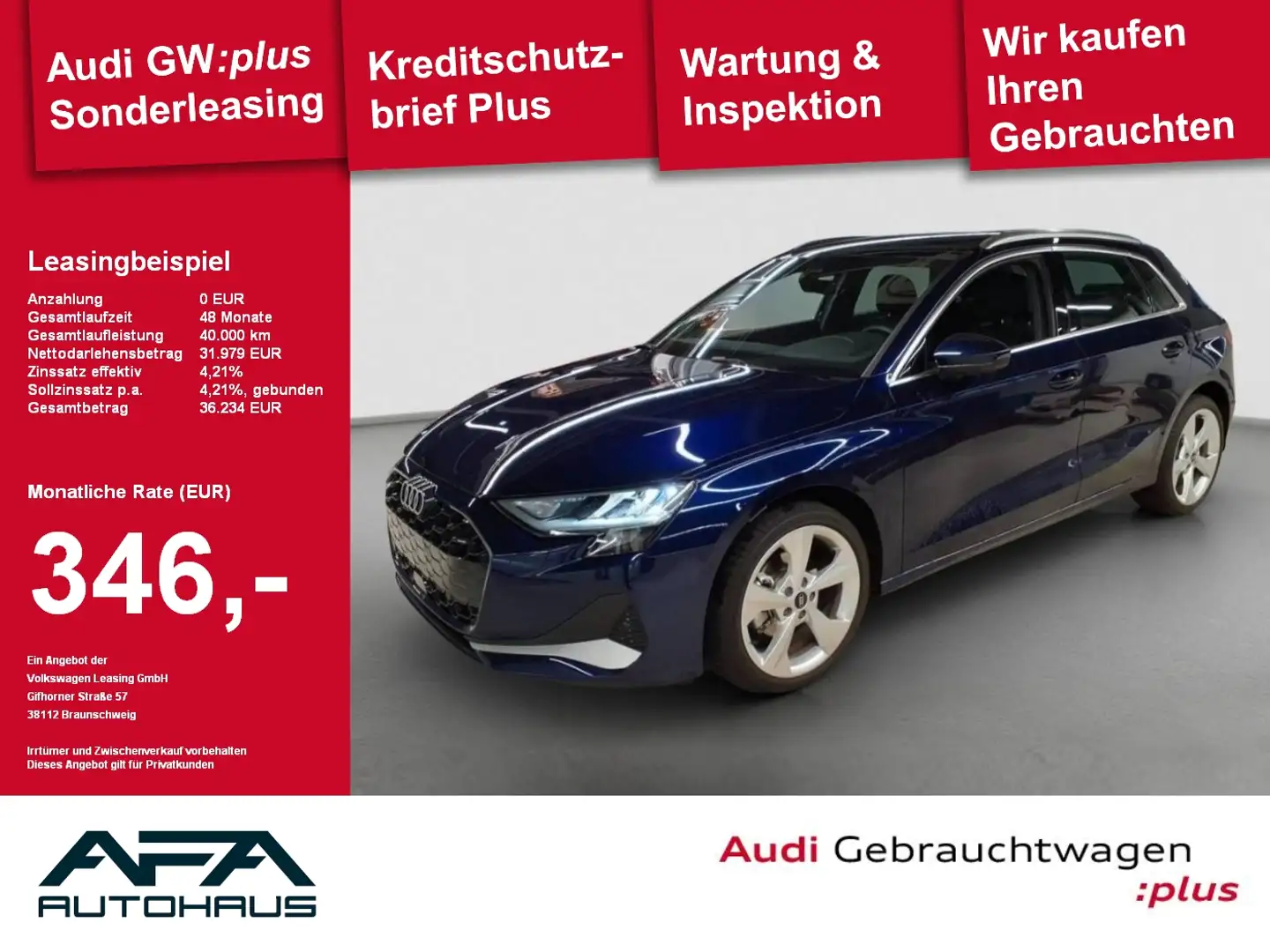 Audi A3 Sportback 30 TFSI S tronic Navi*RFK*PDC Blau - 1