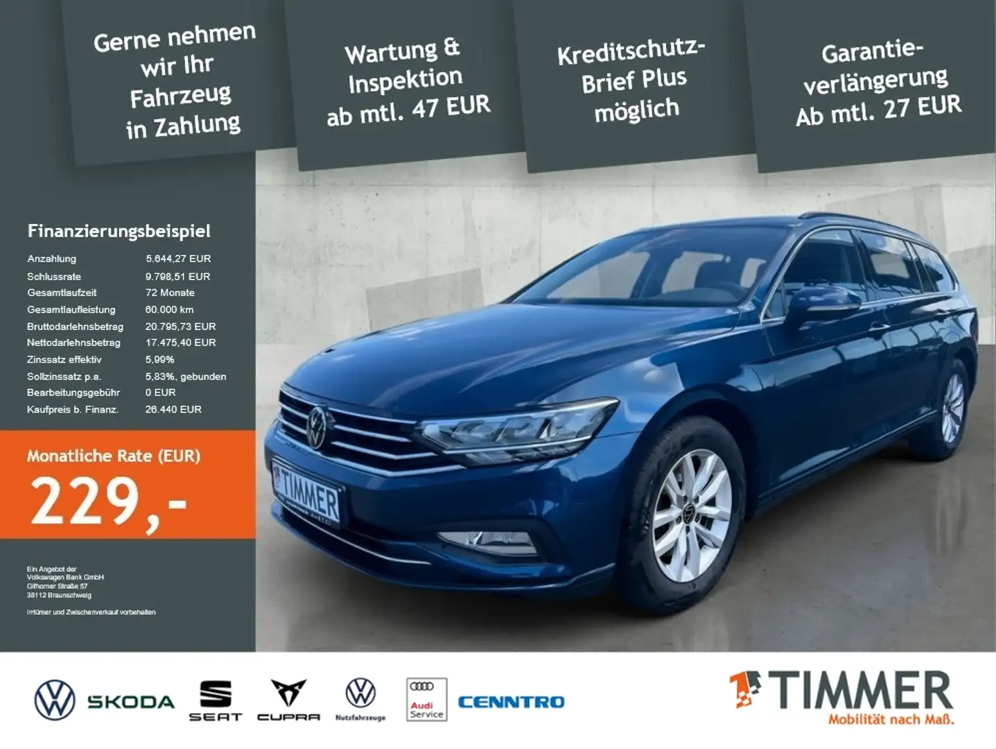 Volkswagen Passat Variant 2.0 TDI DSG BUSINESS *AHK *TRAVEL *LED *RKAM * Bleu - 1