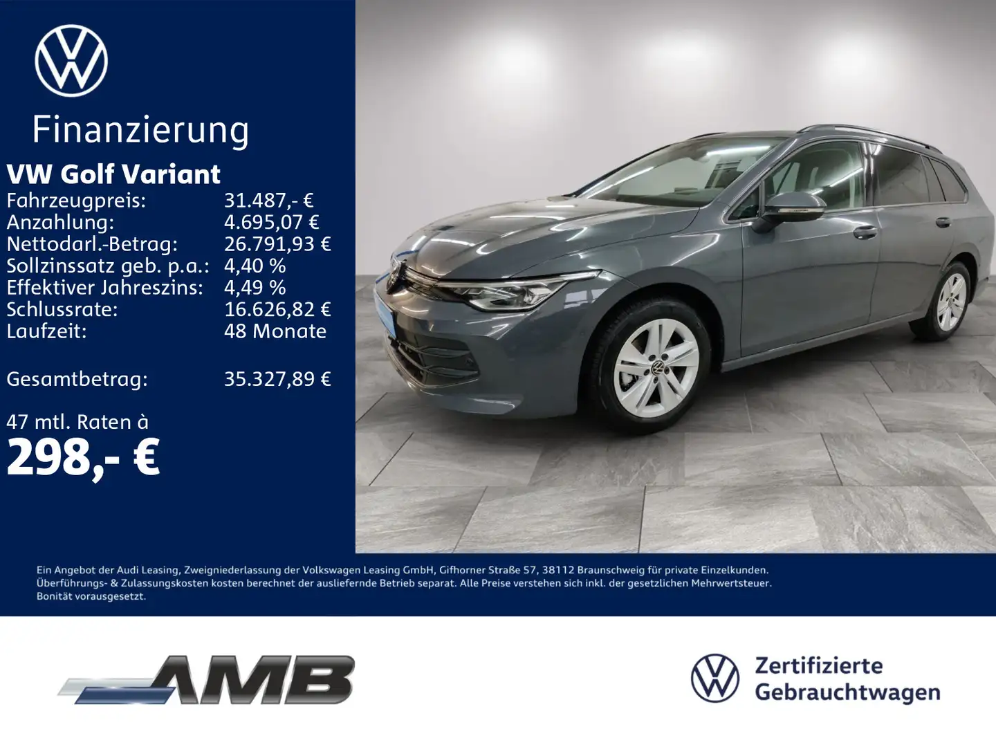 Volkswagen Golf Variant Life 1.5 TSI AHK/LED+/Standhz/4.30G Grau - 1