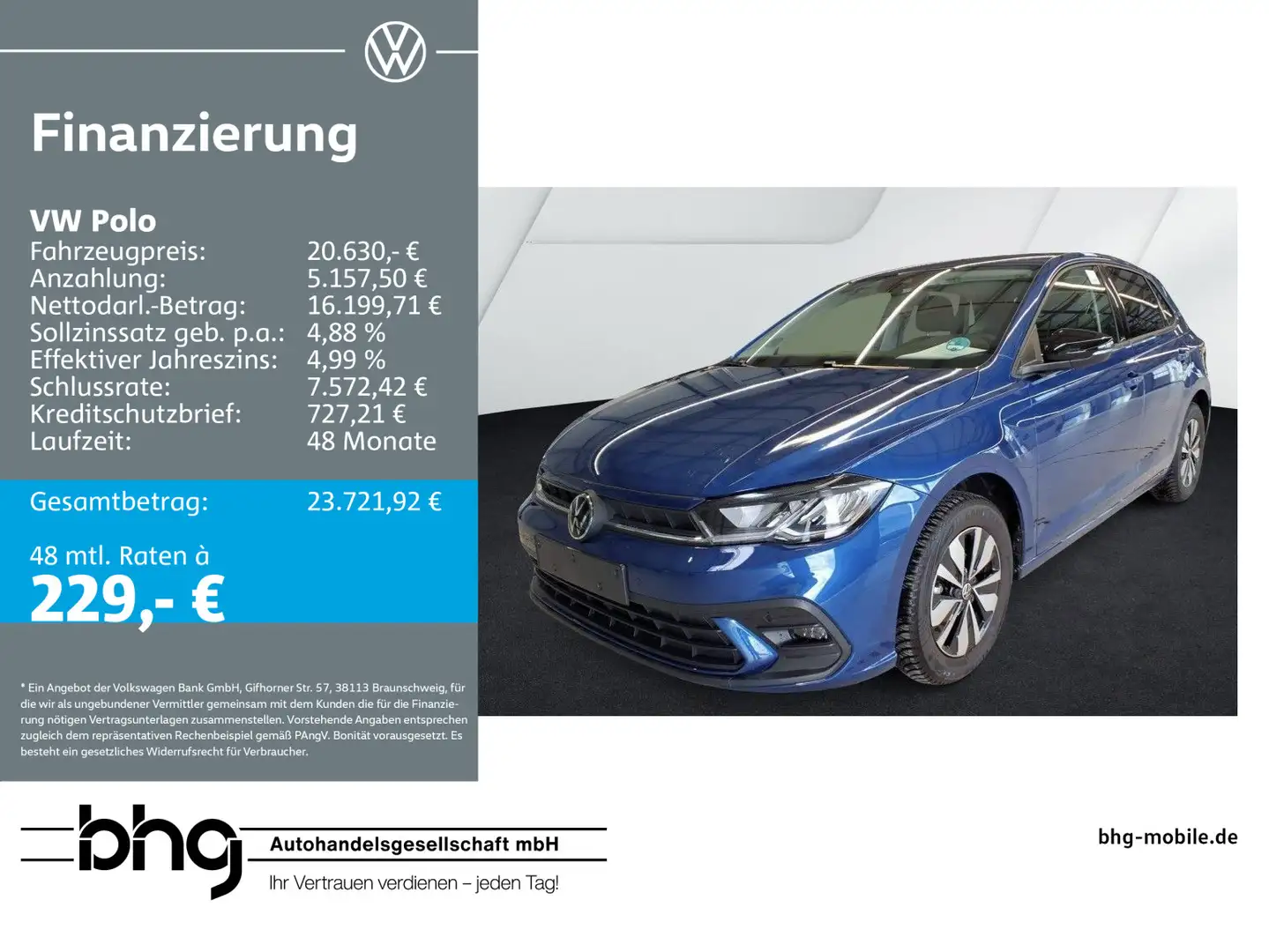 Volkswagen Polo 1.0 TSI OPF Goal Navi connect LED ACC-Front Blau - 1