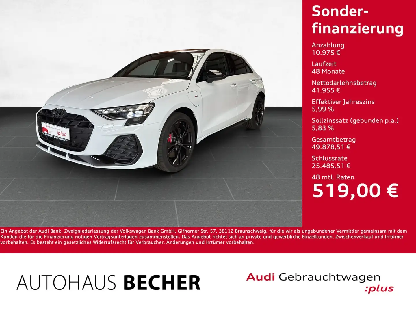 Audi A3 Sportb S line 45 TFSIe S tronic /Matrix/Pano/HuD Weiß - 1