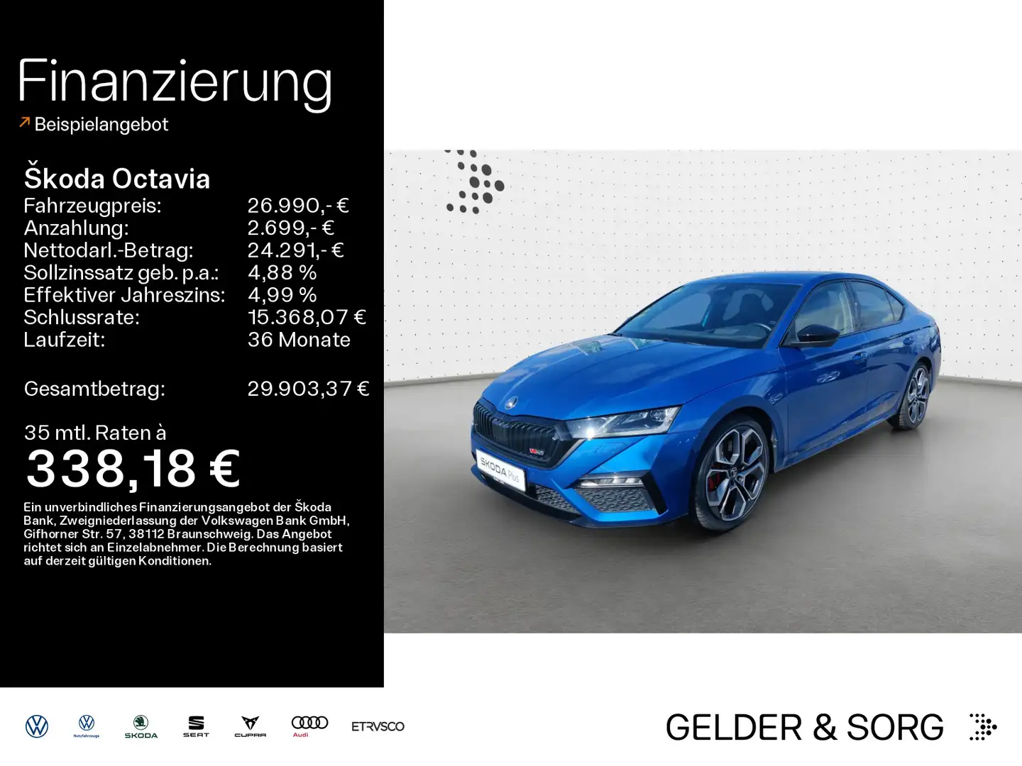 Skoda Octavia RS 2.0 TSI DSG HuD*ACC*RFK*STH Bleu - 1